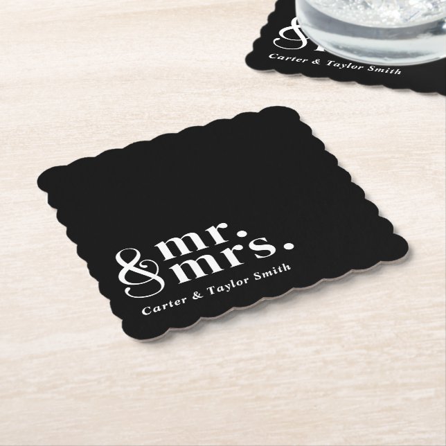 Posavasos De Papel Pareja casada Personalizable Títulos Boda Pareja (En perspectiva)