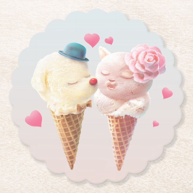 Posavasos De Papel Pareja helada - amor al primer ladrillo (Anverso)