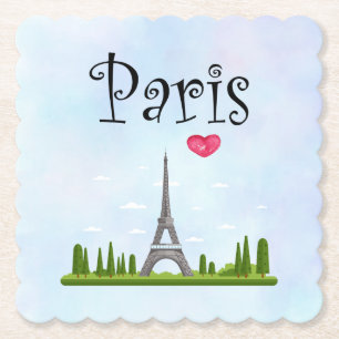 Posavasos De Papel París francés con Torre Eiffel