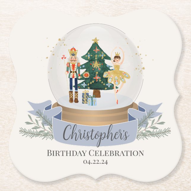 Posavasos De Papel Partido de Cumpleaños de los Navidades Nutcracker  (Anverso)