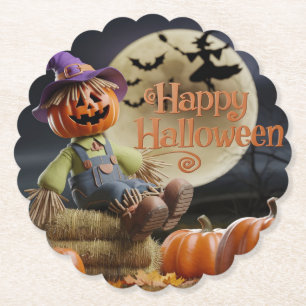 Posavasos De Papel Pascua de calabaza de la luna llena