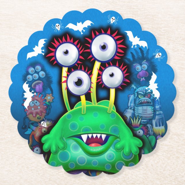 Posavasos De Papel Pascua de la fiesta de personalizado Monster Hallo (Anverso)