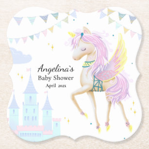 Posavasos De Papel Pascua de papel de Baby Shower de Unicorn.