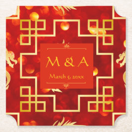 Posavasos De Papel Pascua de papel de Boda Dragon Rojo y Oro