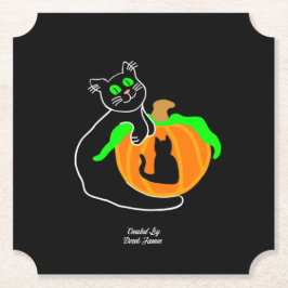 Posavasos De Papel Pascua de papel de calabaza para gato negro