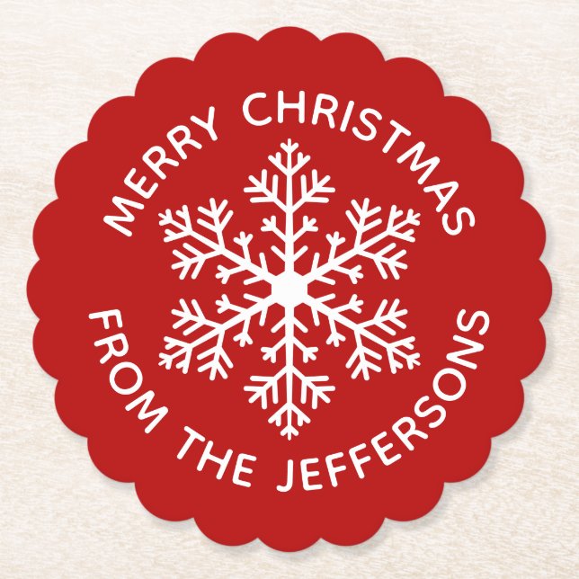 Posavasos De Papel Pascua de papel de copo de nieve (Anverso)