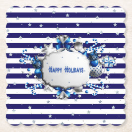 Posavasos De Papel Pascua de papel de rayas azules para navidades