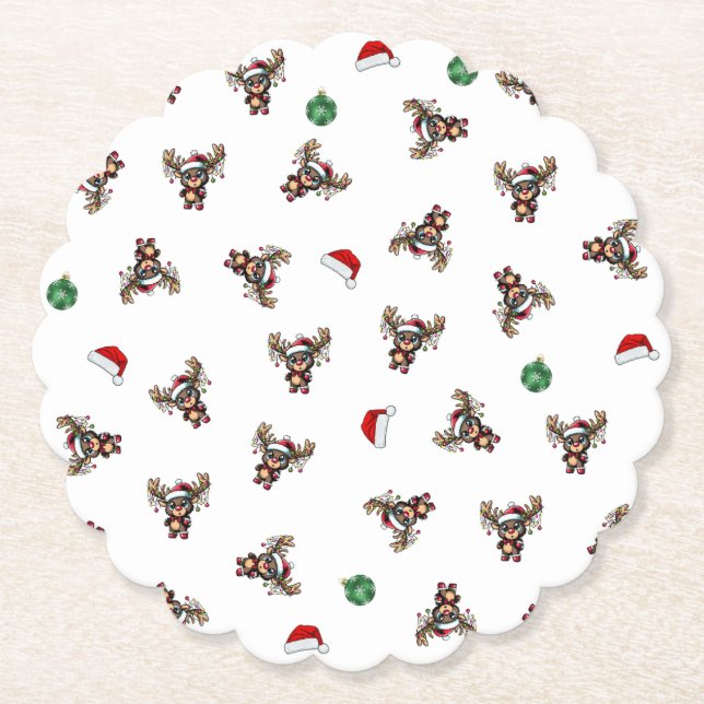 Posavasos De Papel Pascua de papel de reno para navidades (Anverso)
