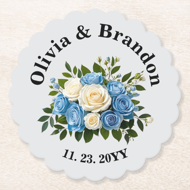 Posavasos De Papel Pascua de papel floral personalizado para Bodas (Anverso)