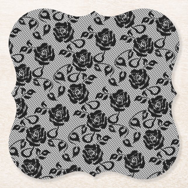 Posavasos De Papel Pascua falsa de papel de pescado de encaje negro c (Anverso)