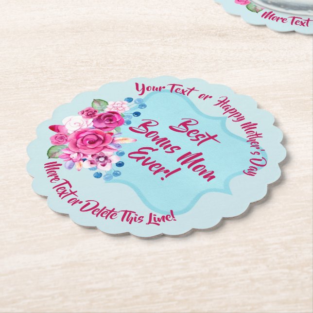 Posavasos De Papel Paso Día de la Madre Bonus Mamá Cambiar Texto Vibr (En perspectiva)