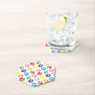 Posavasos De Papel Pasta de colores, patas de perro, patas de gato