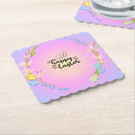 Posavasos De Papel Pastel de contorno de conejo de pascua feliz