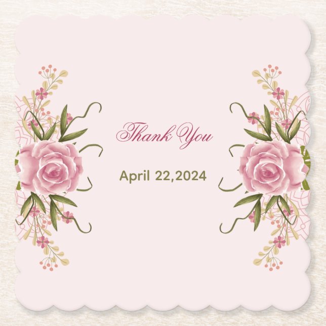 Posavasos De Papel Pastel Doble articulación rosa doble cumpleaños Gr (Anverso)