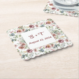 Posavasos de papel pastel floral romántico persona