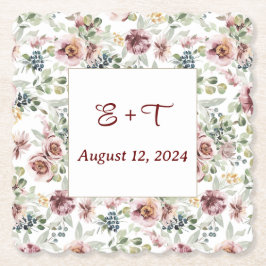 Posavasos de papel pastel floral romántico persona