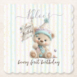 Posavasos De Papel Pastel Teddy Bear Birthday