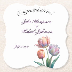 Posavasos De Papel Pastel Tulip Boda Suite Típografía elegante