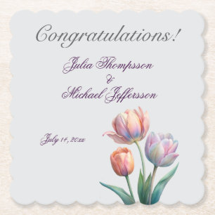 Posavasos De Papel Pastel Tulip Boda Suite Típografía elegante