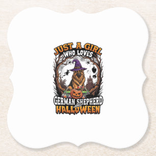 Posavasos De Papel Pastor Alemán Halloween Perro Bruja Sombrero Calab