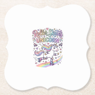 Posavasos De Papel Patines de rodillos unicornio pegatina juguetona d