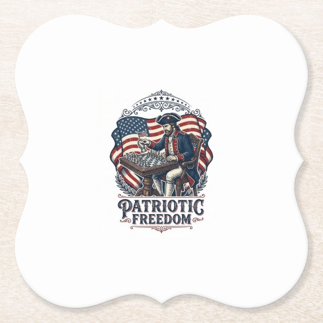 Posavasos De Papel Patriotic Chess Player Vector Graphic Tee (Anverso)