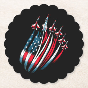 Posavasos De Papel Patriotic USA Flag Fighter Jets Boys 4 de julio