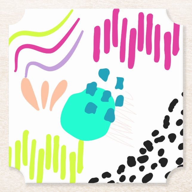 Posavasos De Papel Patrón abstracto colorido moderno. (Anverso)