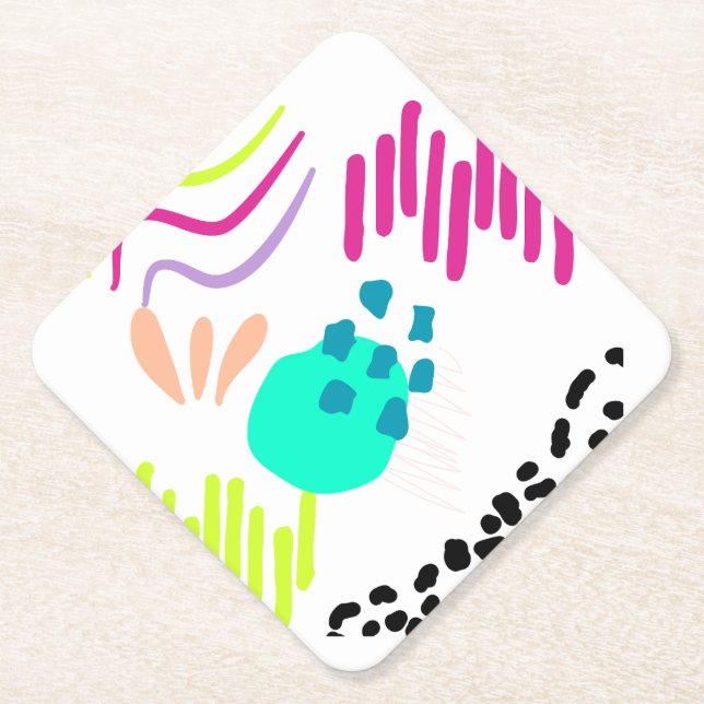 Posavasos De Papel Patrón abstracto colorido moderno. (Anverso)