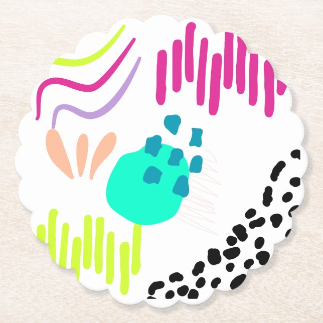 Posavasos De Papel Patrón abstracto colorido moderno. (Anverso)