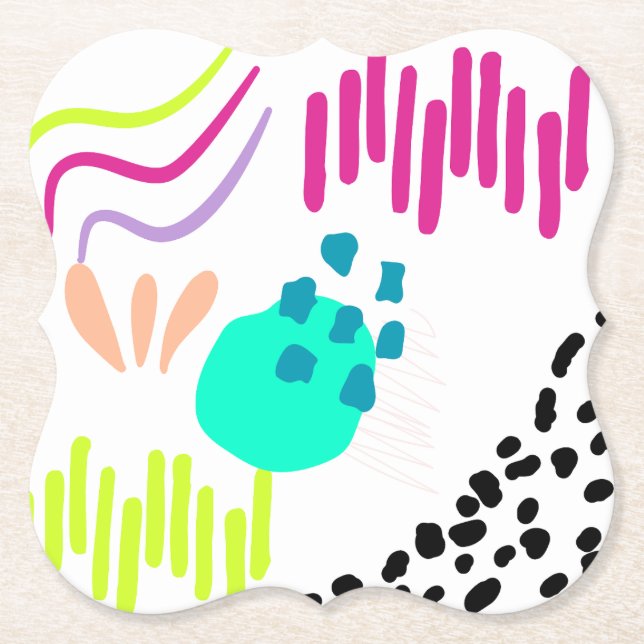 Posavasos De Papel Patrón abstracto colorido moderno. (Anverso)