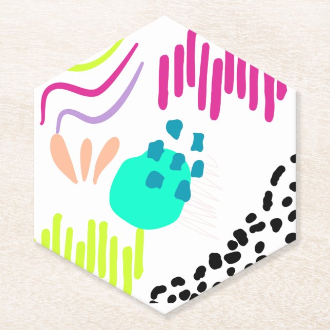 Posavasos De Papel Patrón abstracto colorido moderno. (Anverso)