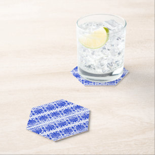 Posavasos De Papel Patrón árabe del Mediterráneo griego Azul