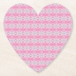 Posavasos De Papel Patrón Art Deco Corazón de San Valentín Rosa Azul