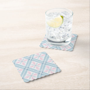 Posavasos De Papel patrón azul en forma de diamante