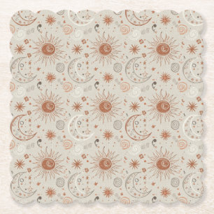 Posavasos De Papel Patrón Boho de Sol y Luna