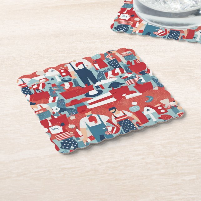 Posavasos De Papel Patrón caprichoso del Día del Trabajo (En perspectiva)