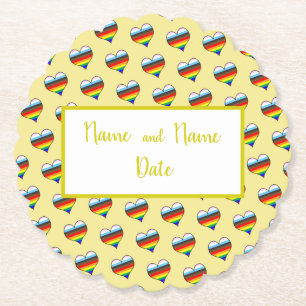 Posavasos De Papel Patrón cardíaco arcoiris