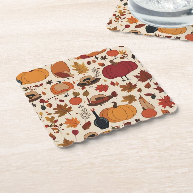 Posavasos De Papel Patrón de Acción de Gracias (En perspectiva)