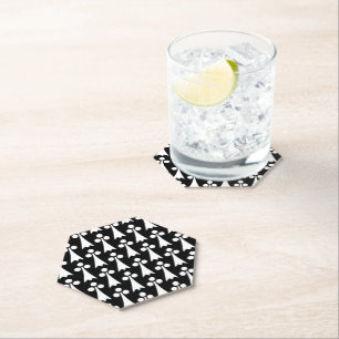 Posavasos De Papel Patrón de armiño, Patrón medieval, Blanco sobre ne