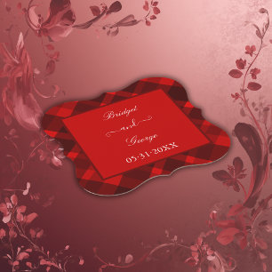 Posavasos De Papel patrón de boda de tartán celta negro rojo