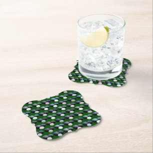 Posavasos De Papel Patrón de bolos de césped verde, gallos de papel