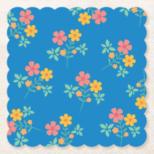 Posavasos De Papel Patrón de Bouquet de margarita azul