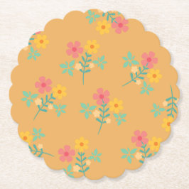Posavasos De Papel Patrón de Bouquet Mustard Retro Daisy