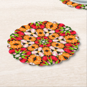 Posavasos De Papel Patrón de buquet de tulipanes