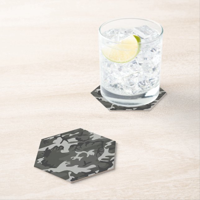 Posavasos De Papel Patrón de camuflaje gris, patrón militar, ejército (In situ)