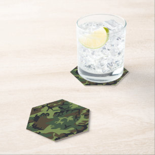 Posavasos De Papel Patrón de camuflaje verde, patrón militar, ejércit