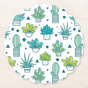 Posavasos De Papel Patrón de color de agua verde y azul
