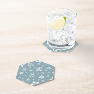 Posavasos De Papel Patrón de copos de nieve, copos de nieve blancos,