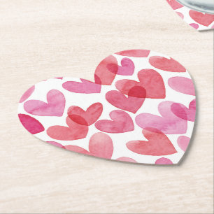 Posavasos De Papel Patrón de Corazón de Acuarela
